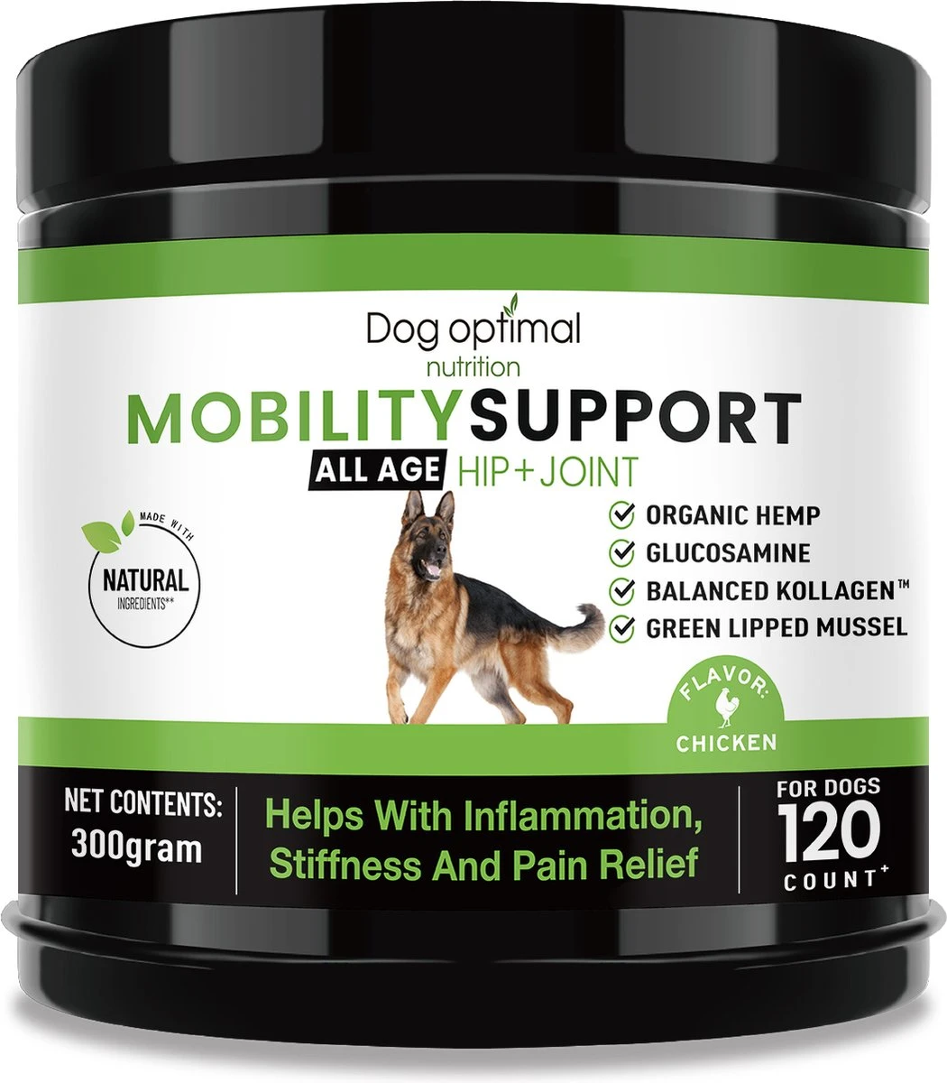 DOG OPTIMAL Gewricht Supplement 120 Stuks - Mobility - Glucosamine Hond - Artrose - Heupdysplasie - Gewrichten - Hondensnacks - Hondenkoekjes - Hondensupplementen - Honden - Puppy - Hondenvoeding